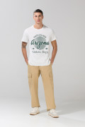 Camiseta en algodón college crema clara manga corta