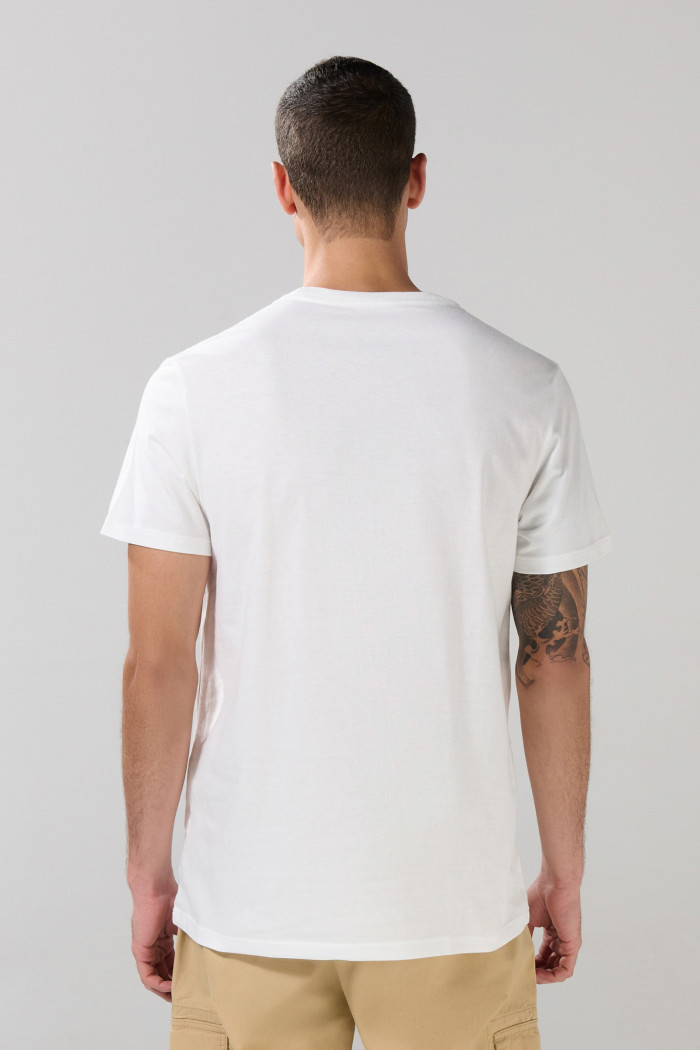Camiseta en algodón college crema clara manga corta