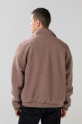Chaqueta cazadora café clara con cuello alto
