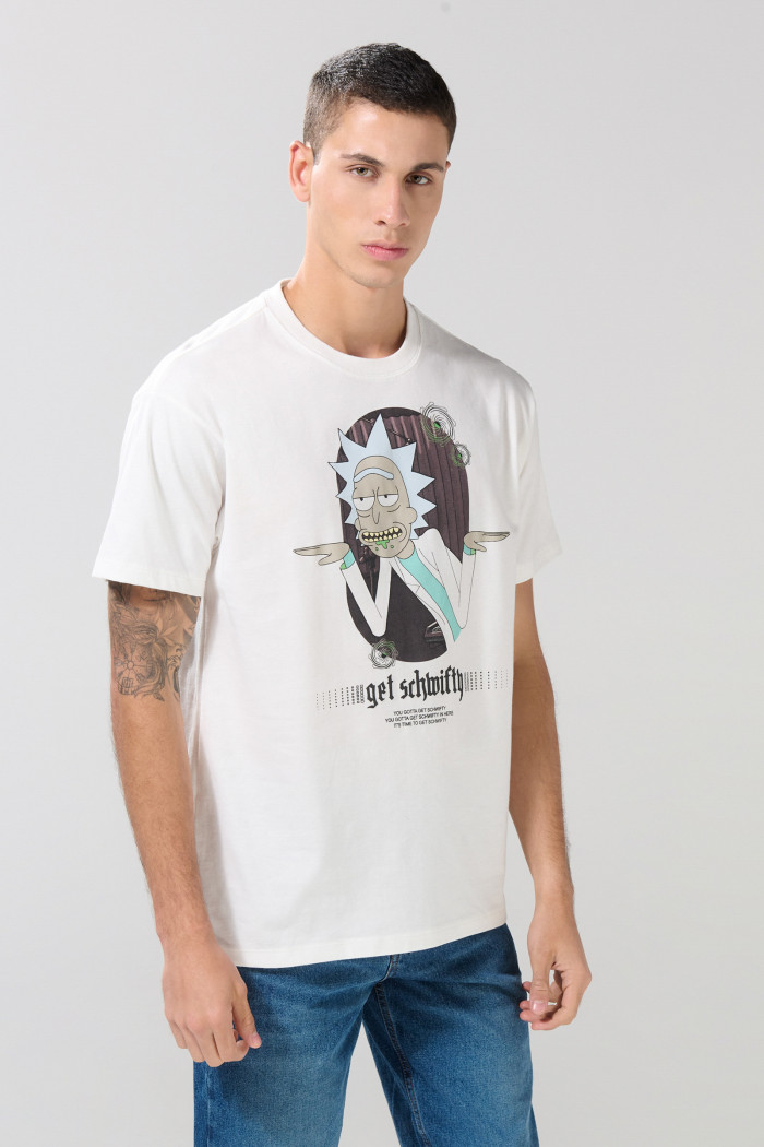 Camiseta crema clara de Rick and Morty manga corta