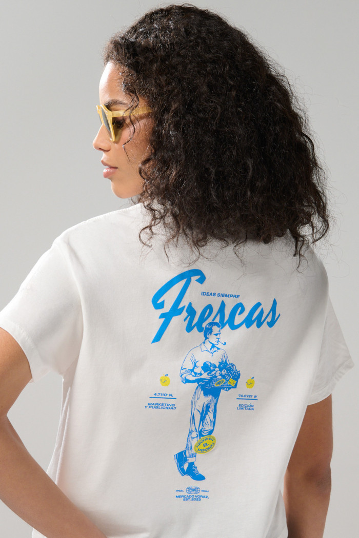 Camiseta crema manga corta de COPU con contrastes