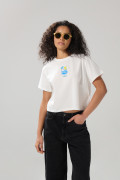 Camiseta crema manga corta de COPU con contrastes