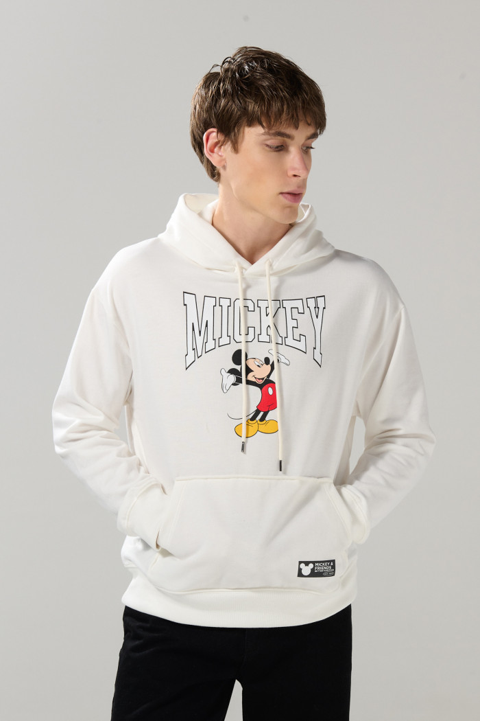 Buzo con capota crema claro y estampados de Mickey