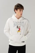 Buzo con capota crema claro y estampados de Mickey