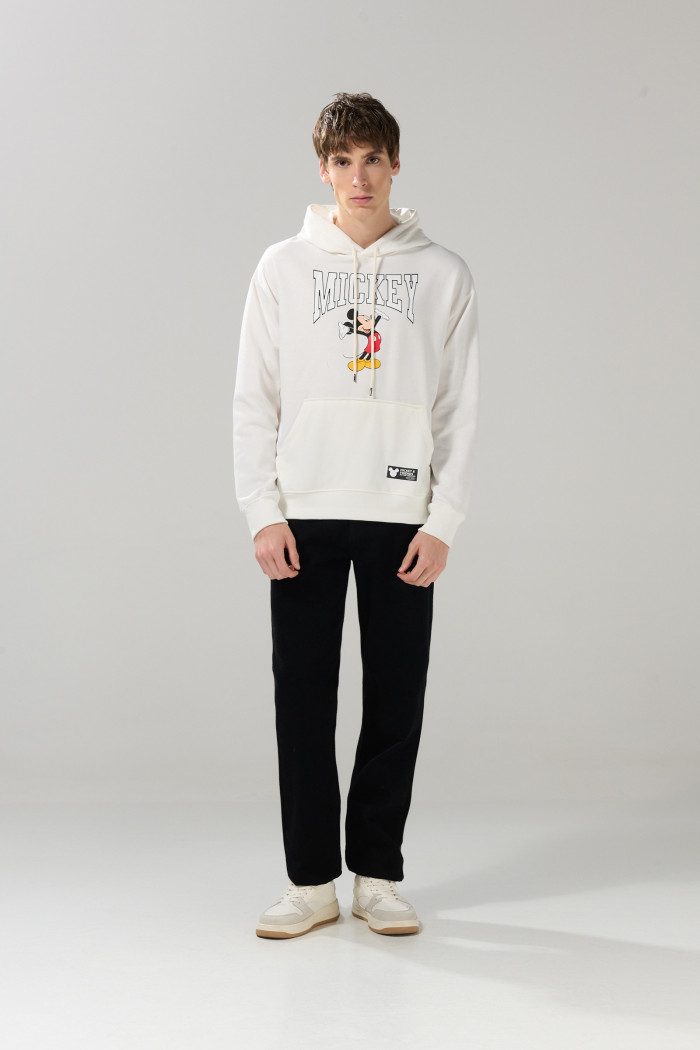 Buzo con capota crema claro y estampados de Mickey