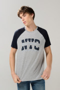 Camiseta manga ranglan college unicolor en algodón