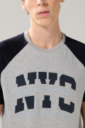 Camiseta manga ranglan college unicolor en algodón