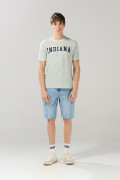 Camiseta college cuello redondo con contrastes unicolor