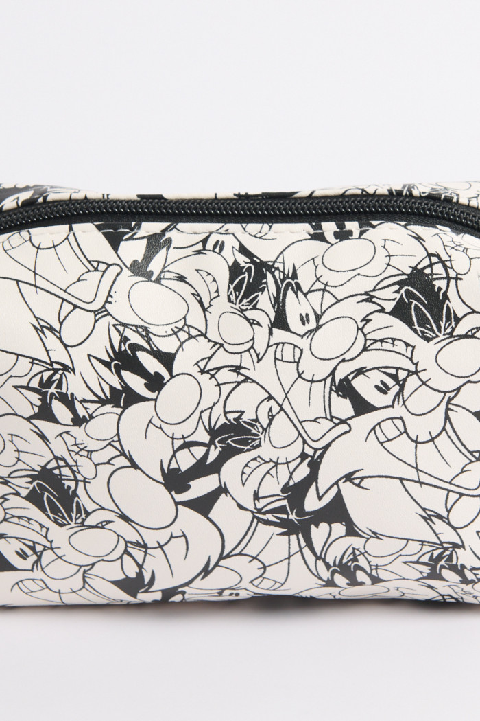 Cosmetiquera unicolor de Looney Tunes con cremallera