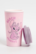 Vaso unicolor de Lilo y Stitch con tapa removible
