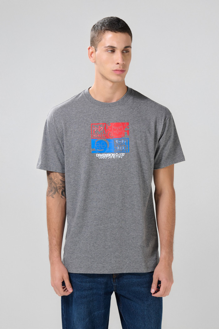 Camiseta de Rick and Morty gris intensa con cuello redondo