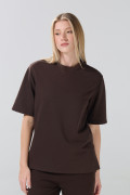 Camiseta oversize manga corta unicolor con aberturas