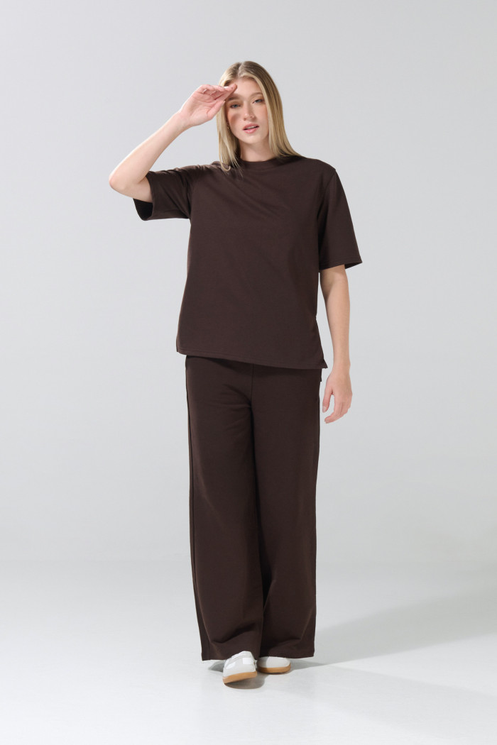Camiseta oversize manga corta unicolor con aberturas