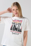 Camiseta manga corta crema con diseño de Stranger Things