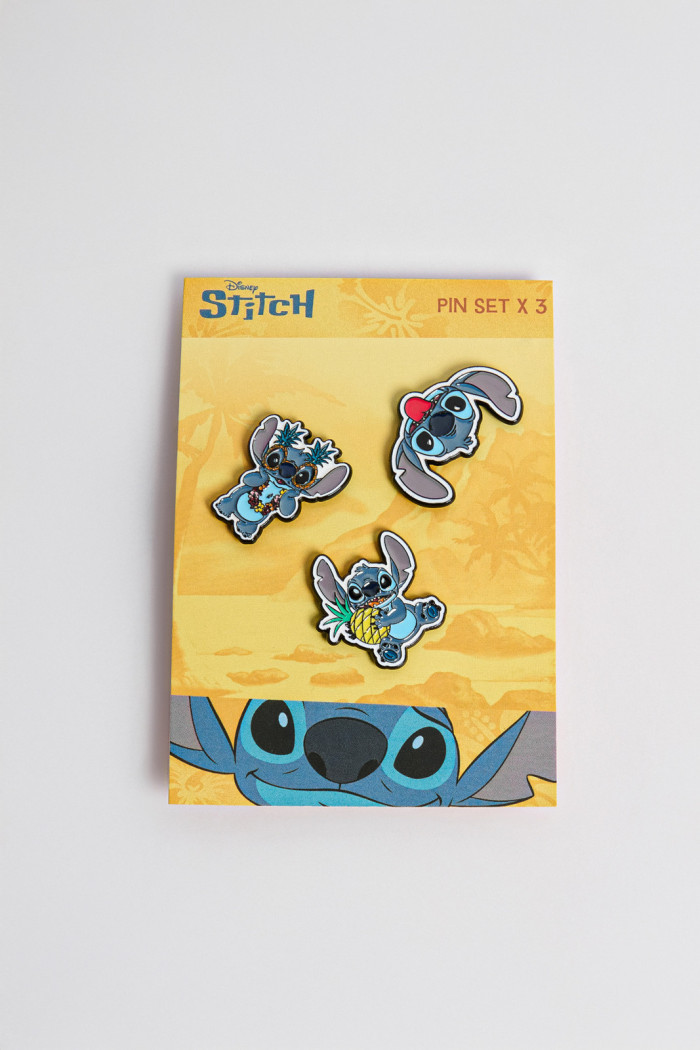 Set de pines X3 unicolores con diseños de Lilo y Stitch