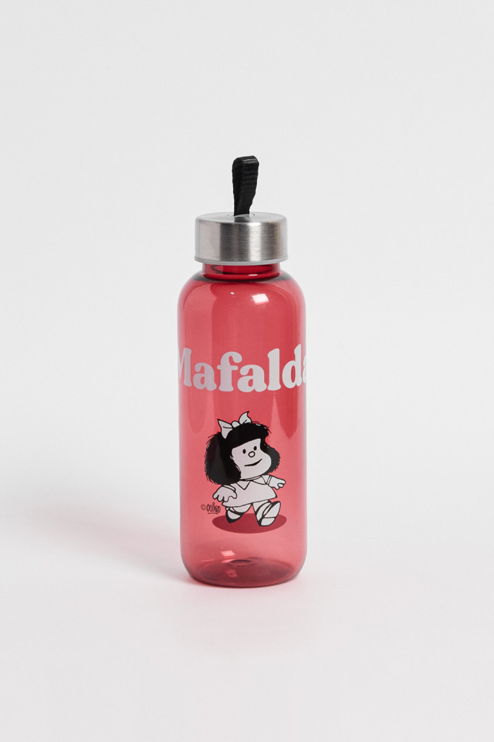 Botella de Mafalda unicolor con tapa plateada