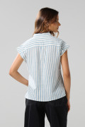 Blusa unicolor a rayas manga corta con hombro rodado