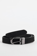 Cinturón liso reversible negro con hebilla metálica