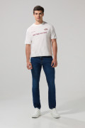 Jean slim 5 bolsillos azul oscuro con tiro bajo y cremallera
