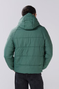 Chaqueta unicolor acolchada con capota y manga ranglan larga
