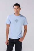 Camiseta college en algodón azul clara con manga corta