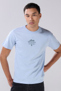 Camiseta college en algodón azul clara con manga corta