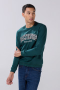 Buzo ajustado cuello redondo verde con texto college