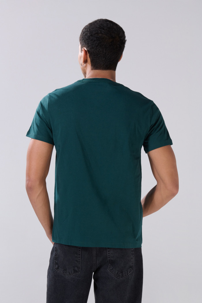 Camiseta verde oscura manga corta con arte college de París