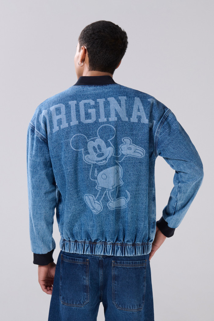 Chaqueta de jean bomber azul oversize de Mickey