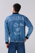 Chaqueta de jean bomber azul oversize de Mickey