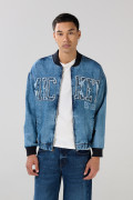 Chaqueta de jean bomber azul oversize de Mickey