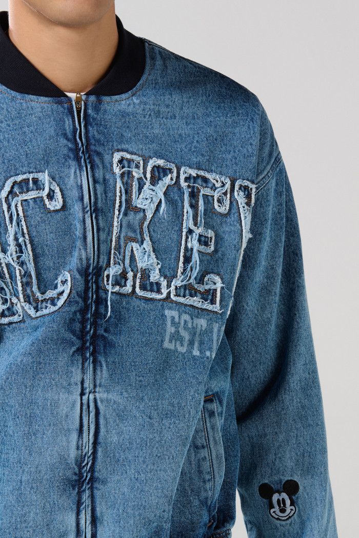 Chaqueta de jean bomber azul oversize de Mickey