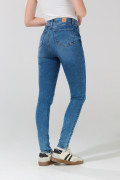Jean súper tiro alto jegging azul medio con desgastes