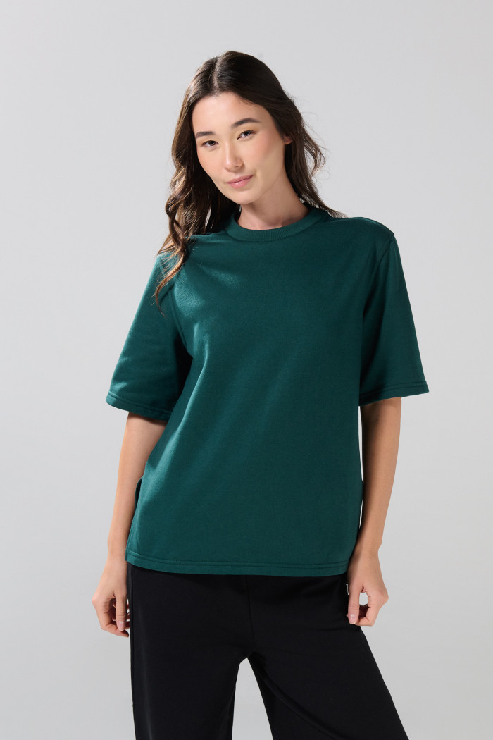 Camiseta oversize manga corta unicolor con aberturas