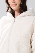 Chaqueta afelpada crema clara con bolsillos y capota