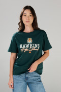 Camiseta de Stranger Things verde oscura con cuello redondo