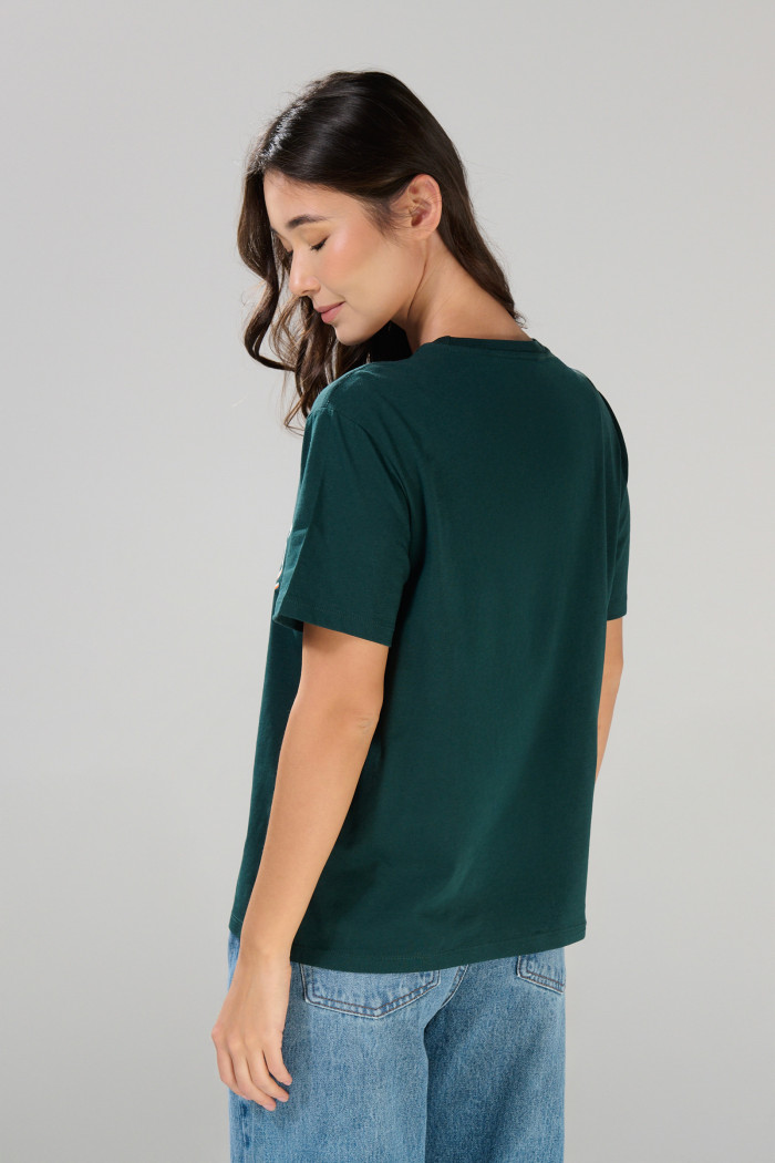 Camiseta de Stranger Things verde oscura con cuello redondo