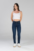 Jean jegging azul oscuro ajustado tiro alto con bolsillos