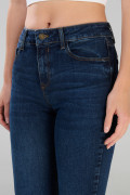 Jean jegging azul oscuro ajustado tiro alto con bolsillos