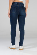 Jean jegging azul oscuro ajustado tiro alto con bolsillos