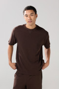 Camiseta manga corta oversize unicolor con finas texturas