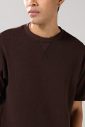 Camiseta manga corta oversize unicolor con finas texturas