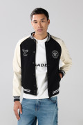 Chaqueta college negra bomber con mangas en contraste