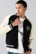 Chaqueta college negra bomber con mangas en contraste