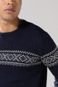 Suéter tejido cuello redondo azul intenso con diseños