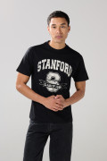 Camiseta en algodón manga corta negra con arte college