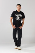 Camiseta en algodón manga corta negra con arte college