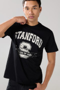 Camiseta en algodón manga corta negra con arte college