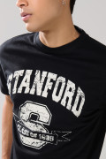 Camiseta en algodón manga corta negra con arte college