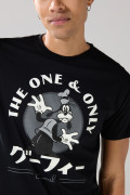 Camiseta negra manga corta con diseño de Goofy